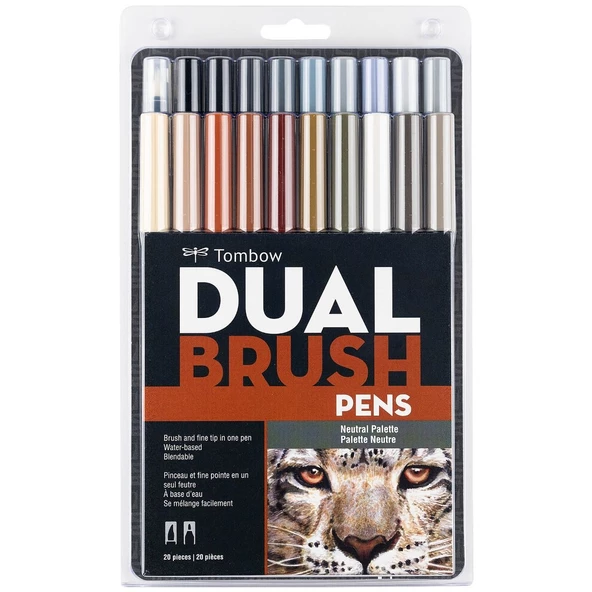 Tombow ABT Dual Brush Pen Grafik Kalemi 20'li Set - Neutral