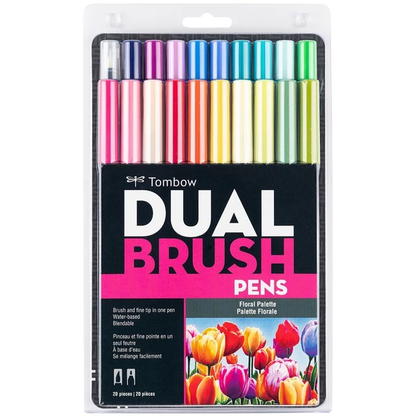 Tombow ABT Dual Brush Pen Grafik Kalemi 20'li Set - Floral