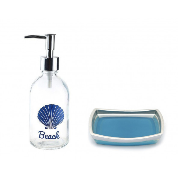 SIVI SABUNLUK VE SABUNLUK 2 Lİ BANYO SETİ PLAJ YAZILI