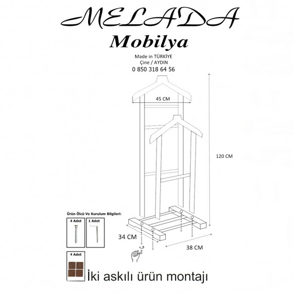Melada Mobilya Gürgen Çift Tepeli Dilsiz Uşak Ham Cilalı Sehpalı - 7