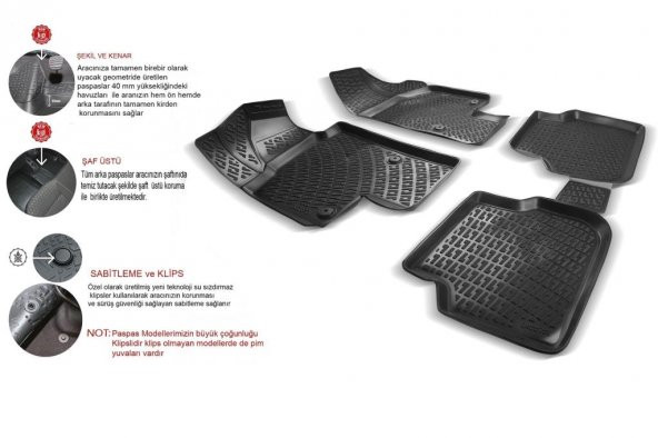 Volkswagen Golf 8 (Otomatik Vites) 2020 Model 4D Havuzlu Paspas - Resim 4