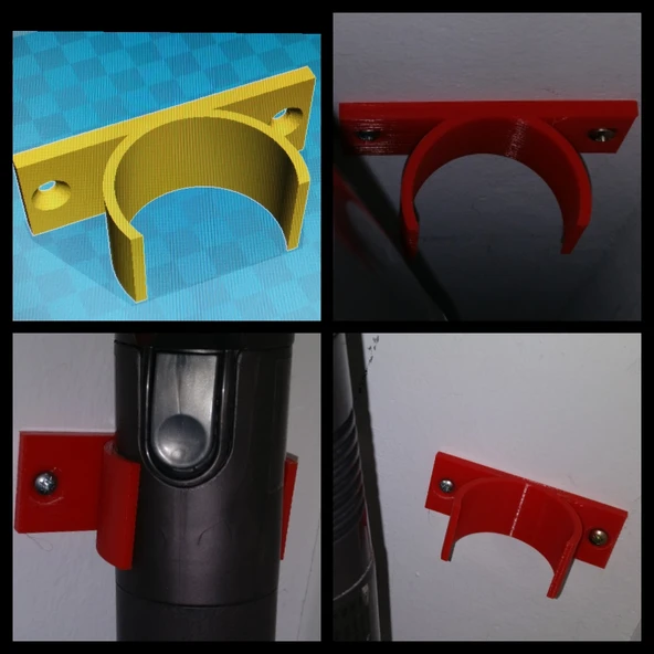 Byr Dyson Vakum Süpürge Tüpü için Duvar Braketi - Dyson elektrikli süpürge tüpü için duvar montajı. (Sadece Plastik Aparattır!!!) 3D - Resim 3