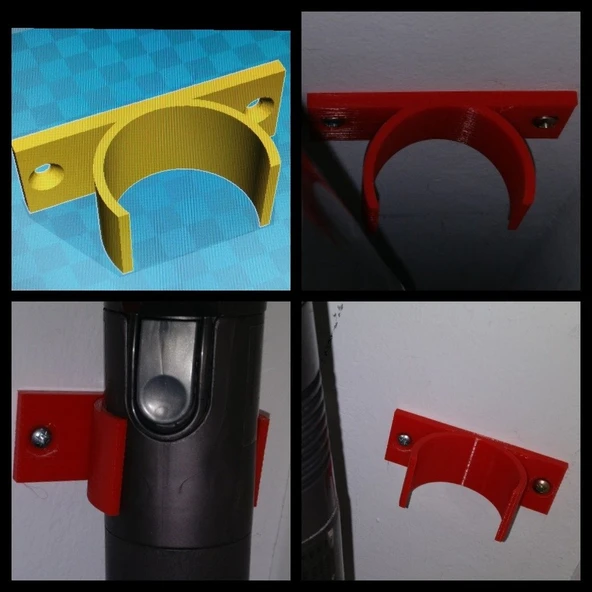 Byr Dyson Vakum Süpürge Tüpü için Duvar Braketi - Dyson elektrikli süpürge tüpü için duvar montajı. (Sadece Plastik Aparattır!!!) 3D ürün görseli