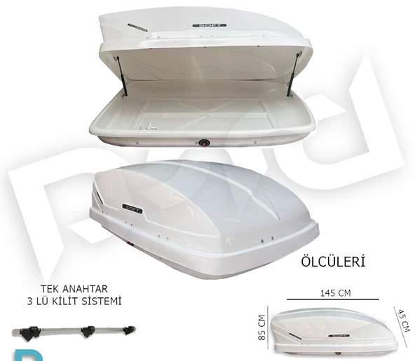 YMTRADE Araç Üstü Port,Tabut Bagaj 3 Kilitli Beyaz 420 LT