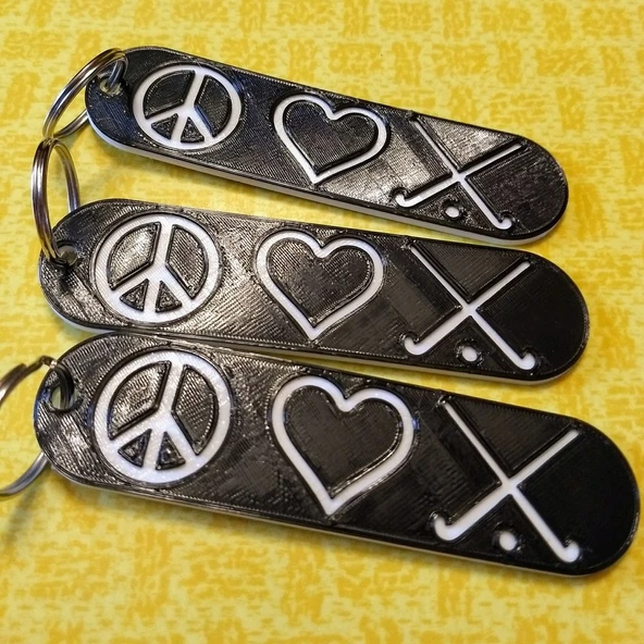 Byr Barış Sevgi Çim Hokeyi çanta etiketi anahtarlık (Sadece Plastik Aparattır!!!) 3D