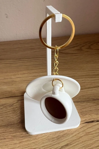 Türk Kahvesi Fincanı Anahtarlık | Gold Zincirli Mini Fincan Anahtarlığı - 2