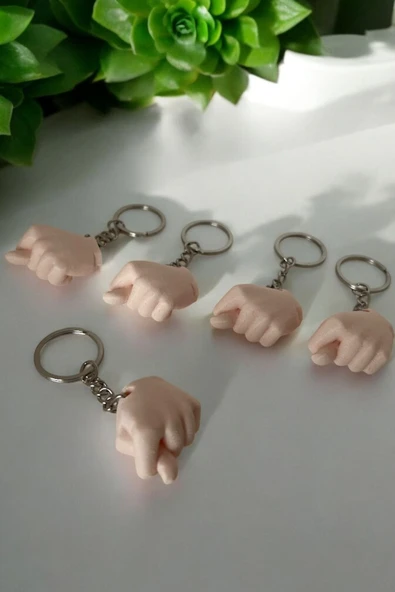 Nah Anahtarlık 5 Adet El Işareti Komik El Işareti Anahtarlık Nah Işareti Ten Rengi - 3