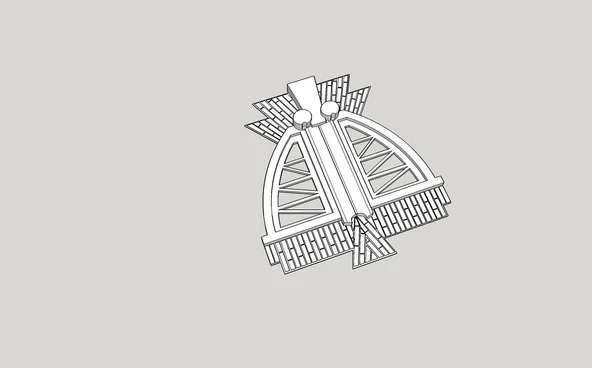 Byr Art Deco Pencere Amsterdam Okulu (Sadece Plastik Aparattır!!!) 3D - 3