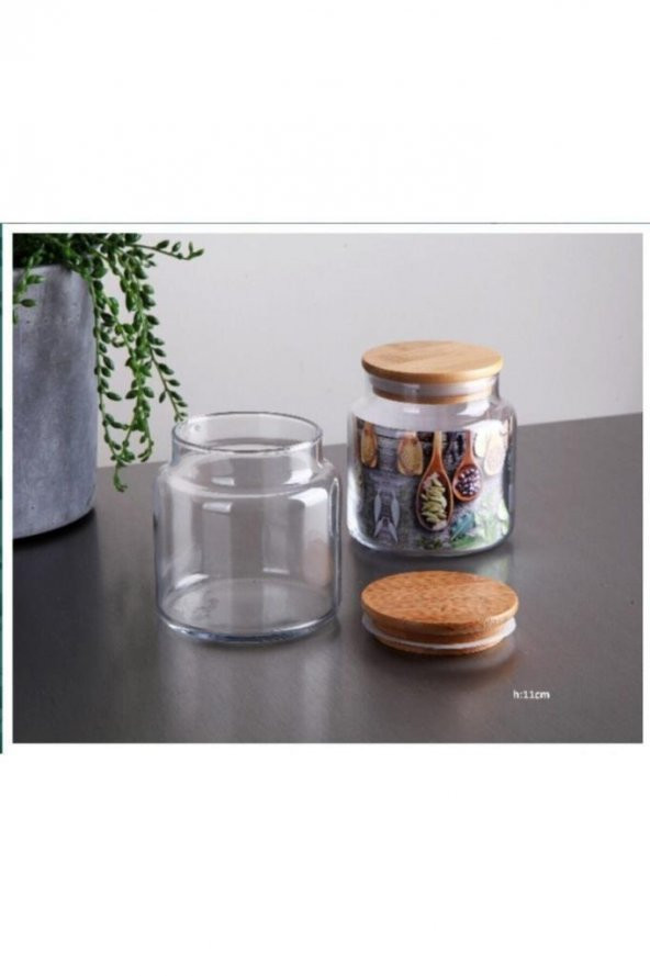 Gönül Porselen Bambu Kapaklı Cam Kavanoz 3lü 500 ml G2734