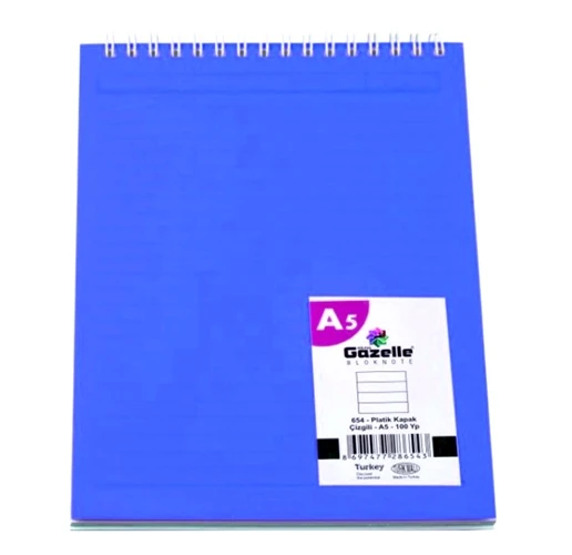 Bloknot A5 Kareli Plastik Kapak 100 yaprak Karışık Renk ürün görseli 1