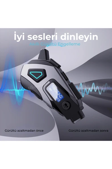Motorcu Kameralı Kask Kulaklık LCD Ekran FM Radyo 32GB Hafıza Kartı - 2