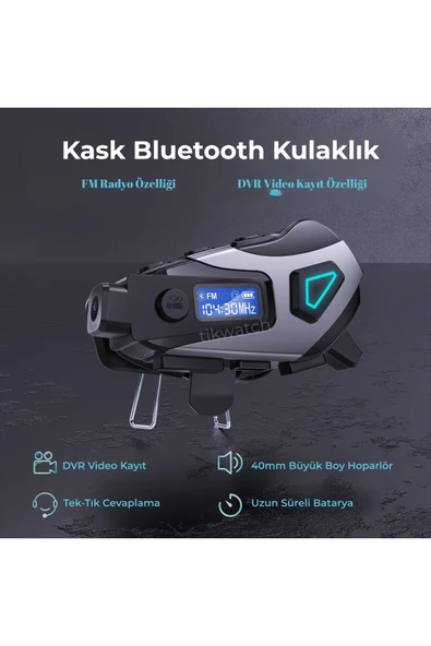 Motorcu Kameralı Kask Kulaklık LCD Ekran FM Radyo 32GB Hafıza Kartı - 4