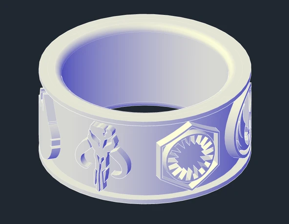 Byr Yıldız Savaşları Sembol Yüzük (Plastik Aparattır!!!) 3D - Resim 4