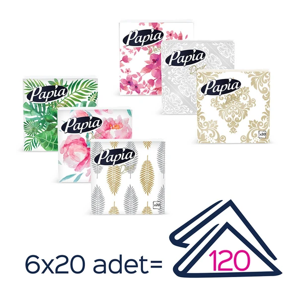 Papia Dekor 20'li Peçete (7 Paket x 20 Yaprak)