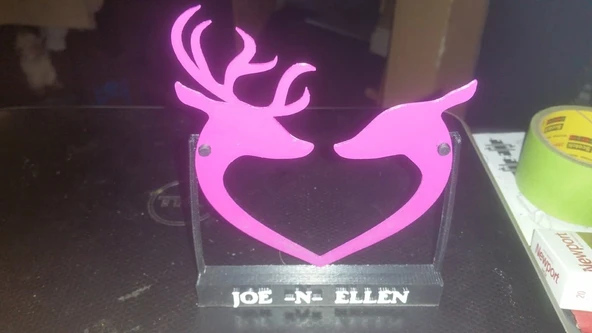 Byr Geyik Çift Kalp Kolye (Sadece Plastik Aparattır!!!) 3D - Resim 4