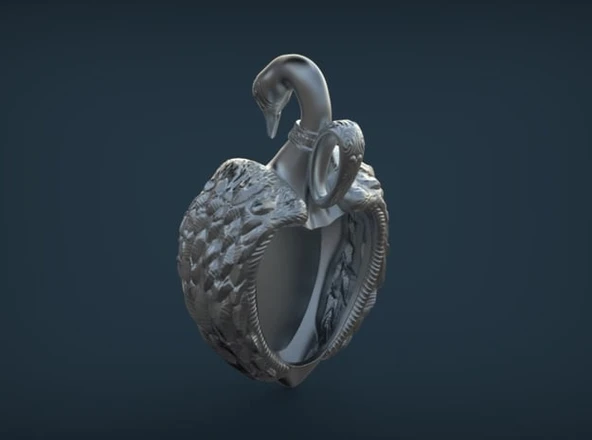 Byr Kuğu Kalp Kolye (Plastik Aparattır!!!) 3D - Resim 5