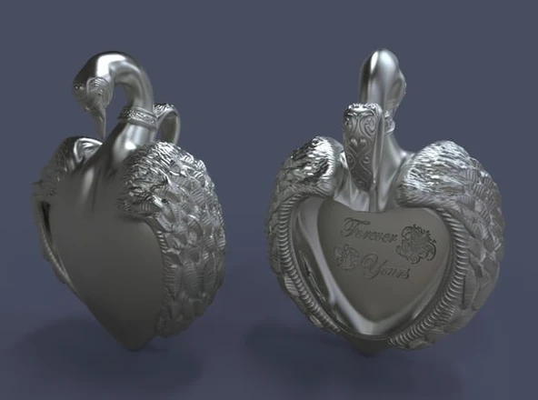 Byr Kuğu Kalp Kolye (Plastik Aparattır!!!) 3D - Resim 3