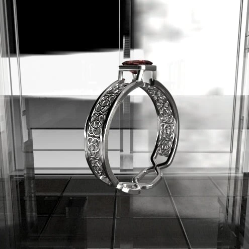 Byr Zümrüt Taşlı 4 Yapraklı Celtic Düğüm Yüzük (Plastik Aparattır!!!) 3D ürün görseli