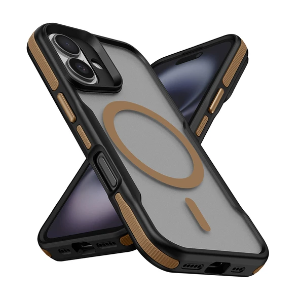 iPhone 16 Kılıf M-safe Şarj Özellikli Renkli Kenar Airbag Şeritli Lamer Kılıf - Resim 5