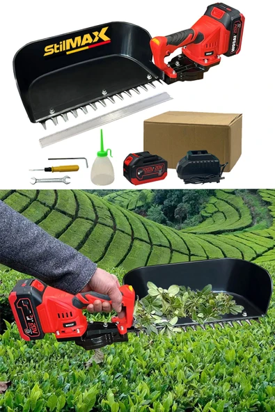 21V Çift Akülü 1.3 Kg Hafif Şarjlı Çay Makası Çay Toplama Hasat Makinesi Multi 18 Titanyum Bıçaklı - Resim 2