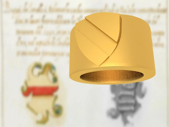 Byr Eski BaseGio Aile Arması (Kırmızı Şerit) ile Yüzük (Plastik Aparattır!!!) 3D - Resim 3