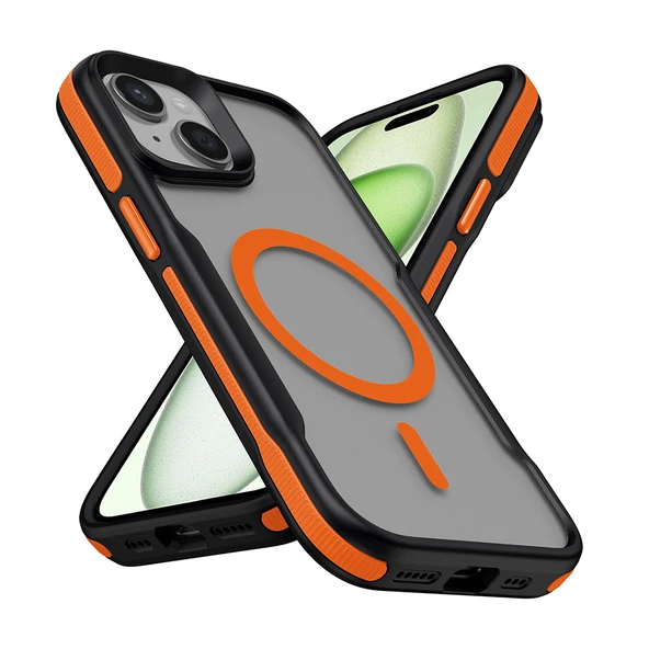 iPhone 15 Pro Max Kılıf M-safe Şarj Özellikli Renkli Kenar Airbag Şeritli Lamer Kılıf ürün görseli 1