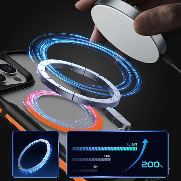 iPhone 15 Pro Max Kılıf M-safe Şarj Özellikli Renkli Kenar Airbag Şeritli Lamer Kılıf - Resim 10