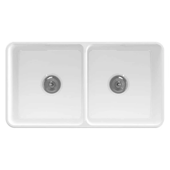 Bocchi Lavello Dekorlu Çift Gözlü Mutfak Eviyesi 84 cm 1601-001-0120 Beyaz - 3