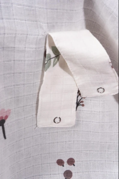 Çiçek Desenli Müslin Puset Örtüsü Krem - Resim 2