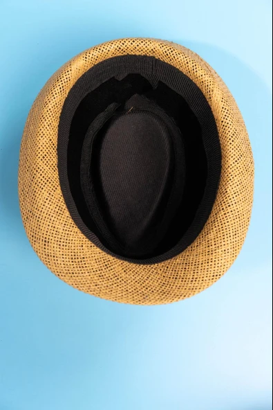 Yazlık Örgü Fedora Şapka Kahverengi - 4