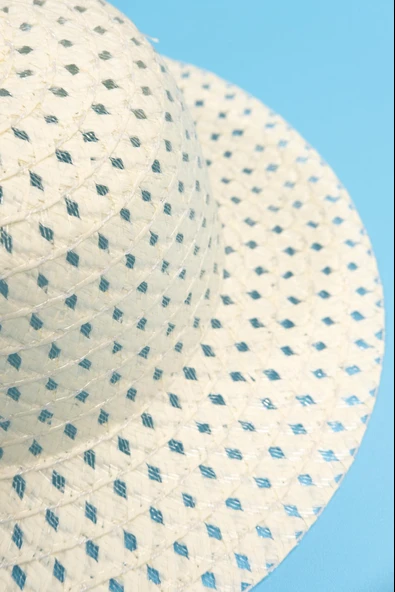 Hasır Görünümlü Kız Çocuk Şapkası Krem - 3