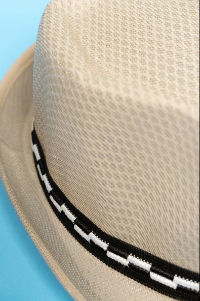 Yazlık Örgü Fedora Şapka Bej - 2