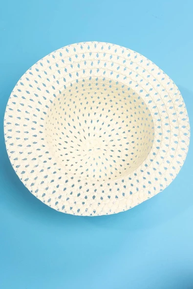 Hasır Görünümlü Kız Çocuk Şapkası Krem - 2