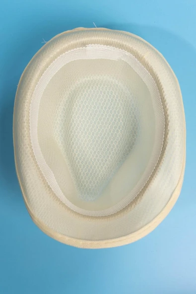 Yazlık Örgü Fedora Şapka Krem - 2