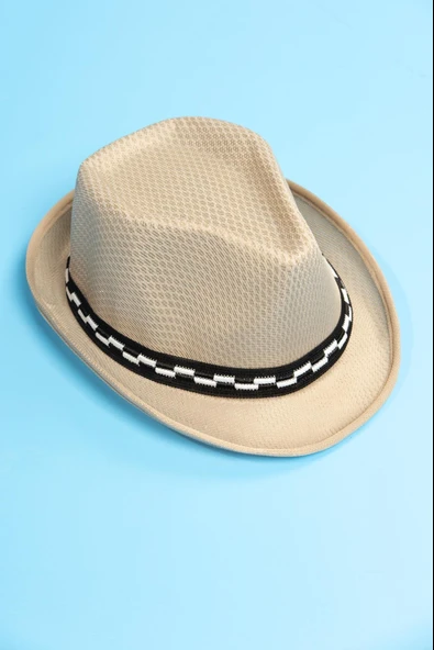 Yazlık Örgü Fedora Şapka Bej - 4