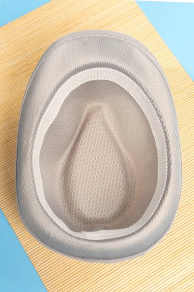 Yazlık Örgü Fedora Şapka Gri - 3
