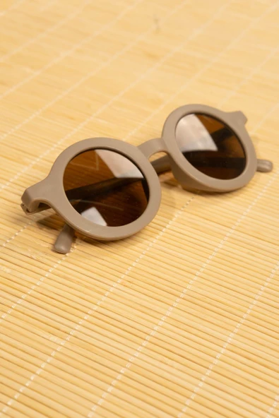 Yuvarlak Çerçeveli Çocuk Güneş Gözlüğü Kahverengi ürün görseli