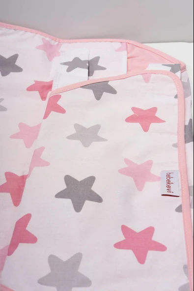 Yıldız Desenli Pratik Mama Sandalye Kılıfı Pembe - 3