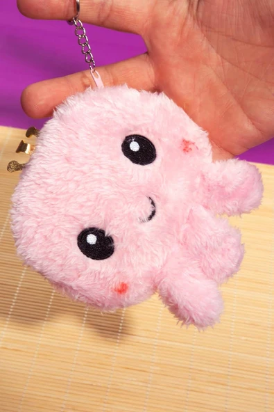 Sevimli Pembe Peluş Çanta Anahtarlık - 6