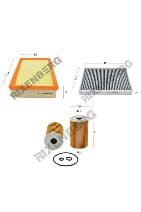 Volkswagen Transporter(T6) 2.0 Tdi(Motor Kodu CAAA,CAAB,CAAC) 84-102-140 Hp 15>Rixenberg Filtre Seti ürün görseli