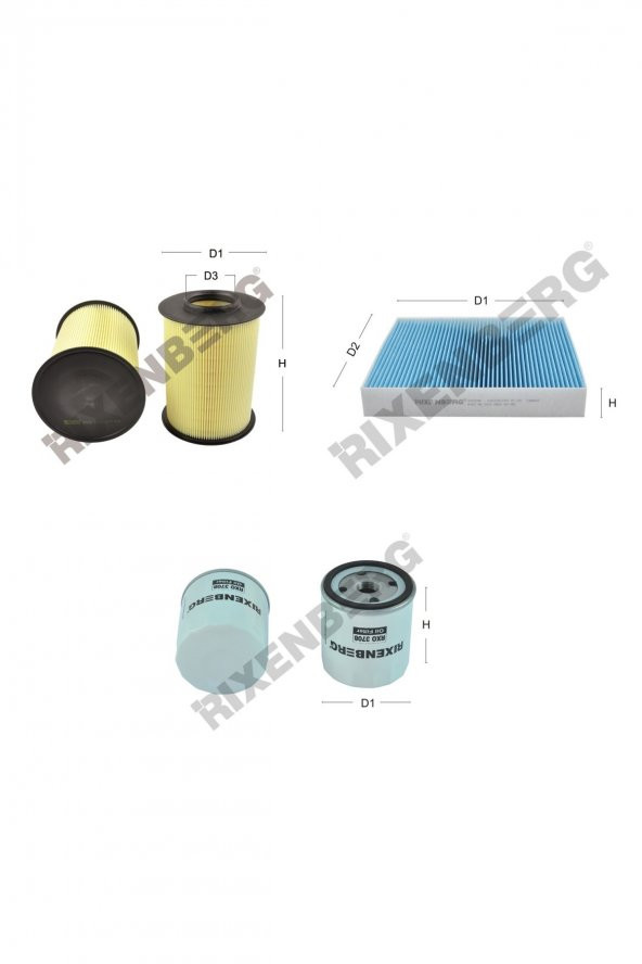 Volvo S40 II 1.8/1.8 Flexifuel 125 Hp (Yuvarlak Tip Hava Filt.) 04-09 Rixenberg Filtre Seti ürün görseli
