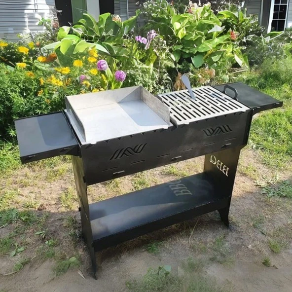 Ayaklı Barbekü Büyük Portatif Mangal ve Izgaraları - Resim 4