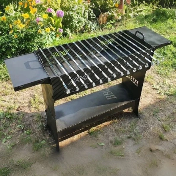 Ayaklı Barbekü Büyük Portatif Mangal ve Izgaraları - Resim 5