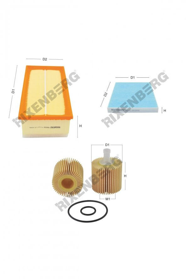 Toyota Avensis II (T25) 2.2 D-Cat 177 Hp 05-08  Rixenberg Filtre Bakım Seti ürün görseli