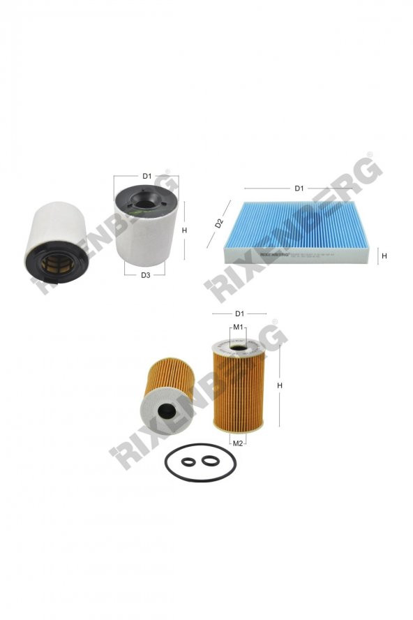 Seat Ibiza V 1.6 Tdi (6J) 75 Hp 10-11 Rixenberg Filtre Bakım Seti ürün görseli