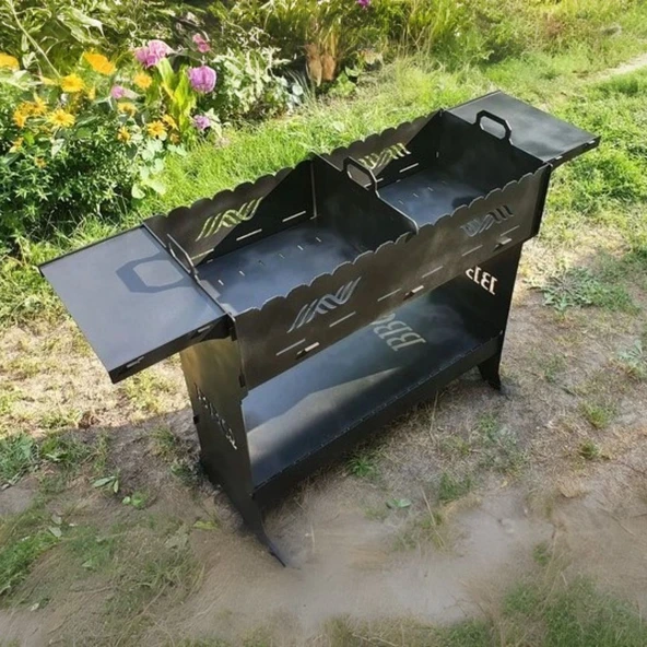Ayaklı Barbekü Büyük Portatif Mangal ve Izgaraları - Resim 7