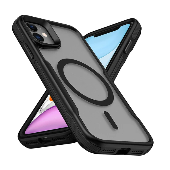 iPhone 12 Kılıf M-safe Şarj Özellikli Renkli Kenar Airbag Şeritli Lamer Kılıf - Resim 3