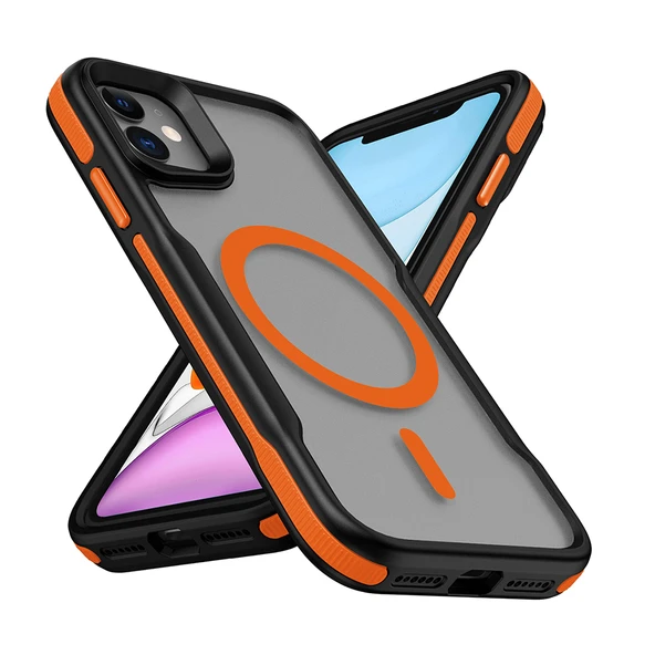 iPhone 12 Kılıf M-safe Şarj Özellikli Renkli Kenar Airbag Şeritli Lamer Kılıf - Resim 2