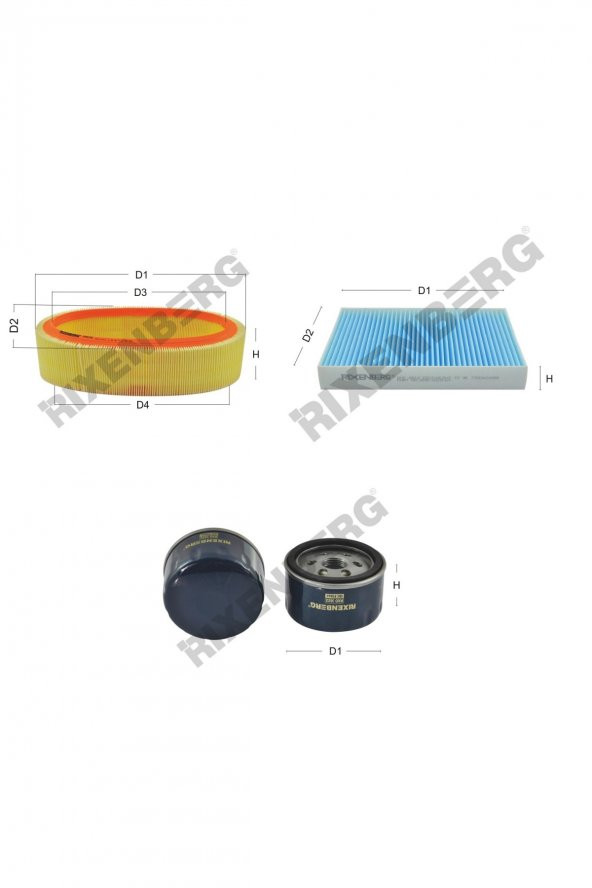 Renault Kangoo 1.4 75 Hp (Motor Kodu k7j,e7j,634/635) 97-07 Rixenberg Filtre Bakım Seti ürün görseli