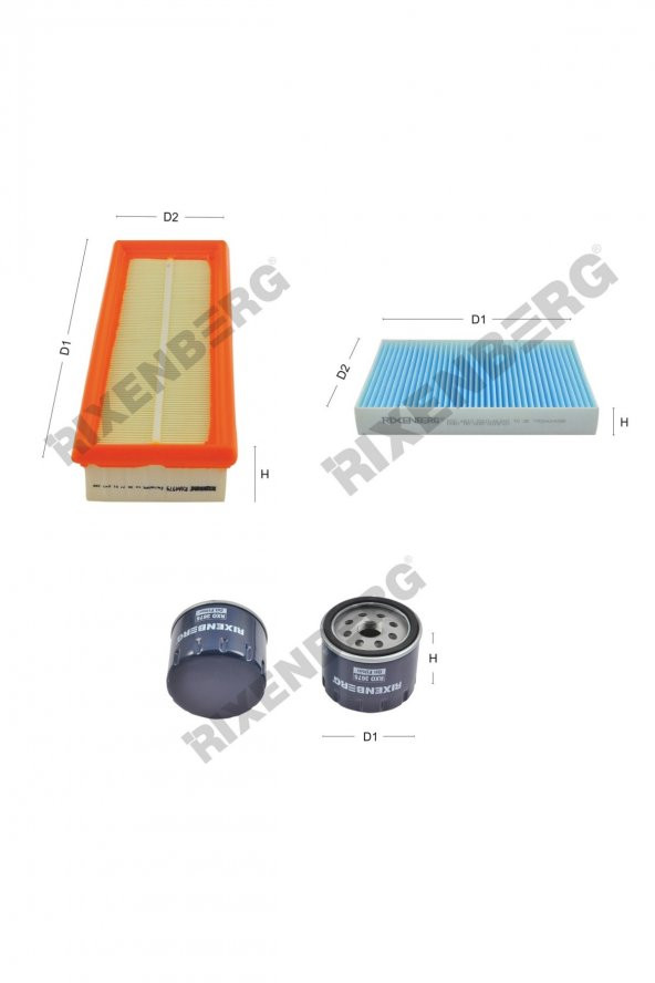 Renault Kangoo 1.9 Dci / Dti 80-84 Hp 00-07 Rixenberg Filtre Bakım Seti ürün görseli 1